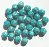 30 10mm Ruffled Round Turquoise Glass Beads